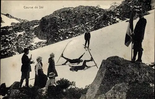 Ak Course de Ski, gestürzte Skifahrer