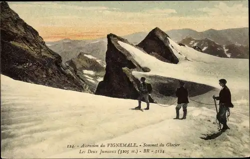 Ak Cauterets Hautes Pyrénées, Ascension du Vignemale, Sommet du Glacier, les deux Jumeaux