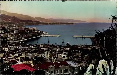 Ak Monte Carlo Monaco, Vue sur Monte Carlo et le Cap Martin