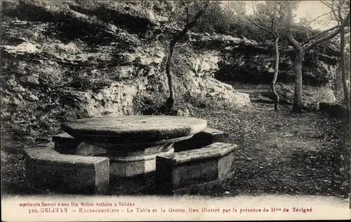 Ak Grignan Drôme, Rochecourbiere, La Table et la Grotte