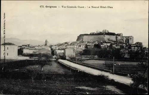 Ak Grignan Drôme, Vue Generale Ouest, Le Nouvel Hotel Dieu