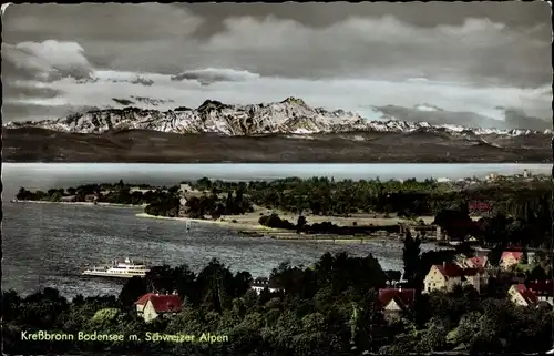 Ak Kressbronn am Bodensee, schweizer Alpen, Panorama