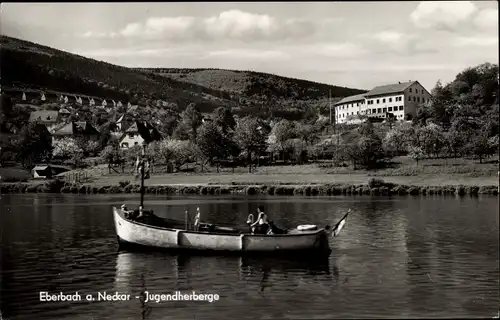 Ak Eberbach am Neckar Odenwald Baden, Jugendherberge, Ruderboot