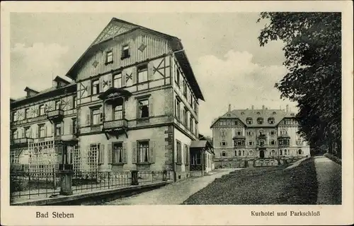 Ak Bad Steben in Oberfranken, Kurhotel u. Parkschloss