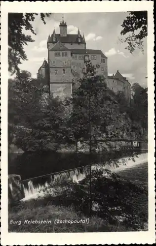 Ak Kriebstein in Mittelsachsen, Burg Kriebstein, Gesamtansicht