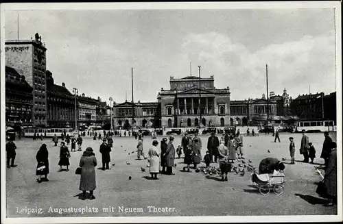 Ak Leipzig in Sachsen, Augustusplatz mit Neuem Theater