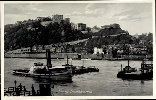 Ak Ehrenbreitstein Koblenz am Rhein, Festung, Boote