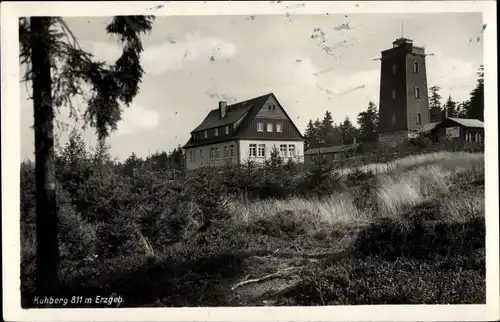 Ak Schönheide im Erzgebirge Sachsen, Kuhberg, Neues Berghaus, Prinz Georg Turm