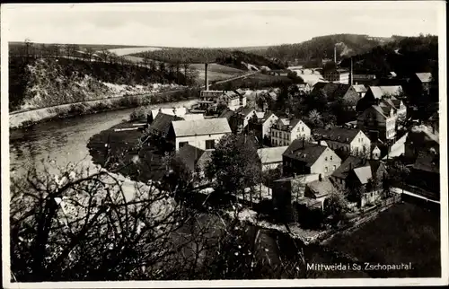 Ak Mittweida in Sachsen, Teilansicht des Ortes, Zschopautal
