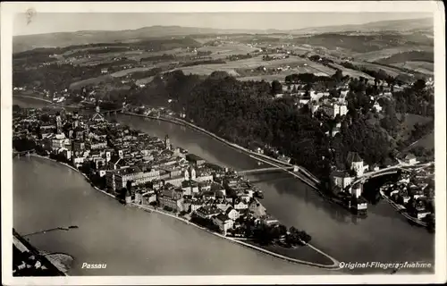 Ak Passau in Niederbayern, Luftaufnahme