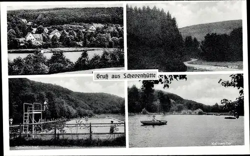 Ak Schevenhütte Stolberg im Rheinland, Kahnweiher, Schwimmbad, Partie an der roten Wehe