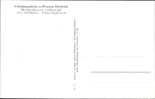 Ak Hettigenbeuern Buchen im Odenwald, Pension Erholungsheim Diedrich