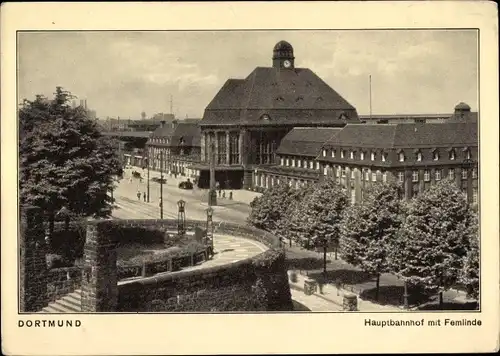 Ak Dortmund im Ruhrgebiet, Hauptbahnhof, Straßenseite, Femlinde