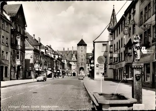Ak Villingen im Schwarzwald, Obere Straße, Narrobrunnen