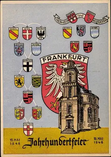 Wappen Ak Frankfurt am Main, Jahrhundertfeier 1948, Kirche