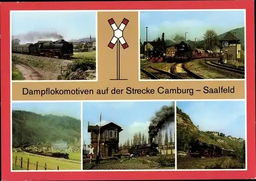 Ak Camburg an der Saale Thüringen, Dampflok auf Strecke Camburg Saalfeld, Saalbahn