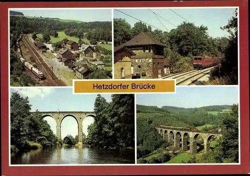 Ak Hetzdorf im Flöhatal Breitenau Oederan Sachsen, Bahnhof, Blockstelle, Brücke mit Flöha