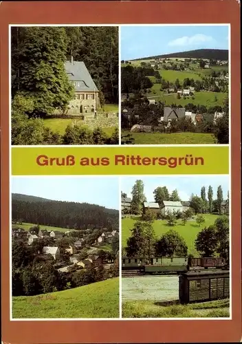 Ak Rittersgrün Breitenbrunn im Erzgebirge, Jugendherberge Ernst Scheffler, Schmalspurbahnhof