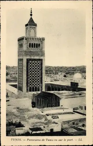 Ak Tunis Tunesien, Panorama de Tunis vu sur le port