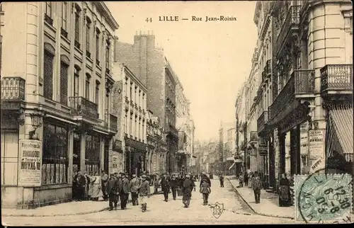 Ak Lille Nord, Rue Jean Roisin, Straßenpartie, Passanten