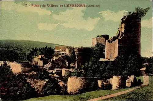 Ak Lutzelbourg Lützelburg Lothringen Moselle, Ruines du Château