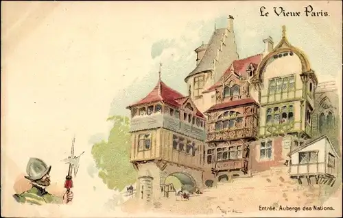 Künstler Litho Robida, Albert, Paris, Auberge des Nations