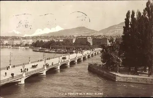 Ak Genève Genf Schweiz, Brücke, Mont Blanc