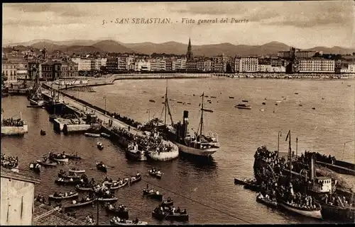 Ak Donostia San Sebastian Baskenland, Vista general del Puerto