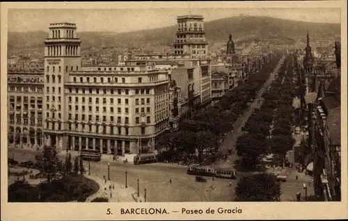Ak Barcelona Katalonien Spanien, Paseo de Gracia