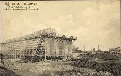 Ak Elisabethville DR Kongo Zaire, Usine Metallurgique de l'UM, Trémies d'emmagasinement des minerals