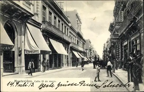 Ak Montevideo Uruguay, Calle 25 de mayo, Straßenpartie m. Passanten