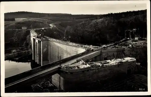 Ak Saalburg Ebersdorf in Thüringen, Bau der Bleilochtalsperre