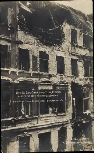 Ak Berlin Mitte, Große Straßenkämpfe, Generalstreik, Schützenstraße, 1919