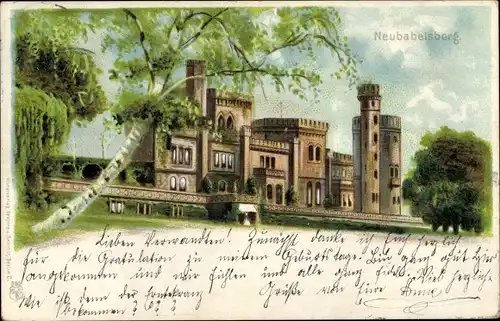 Litho Neu Babelsberg Potsdam in Brandenburg, Schloss Babelsberg