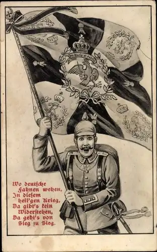Ak Wo deutsche Fahnen wehen, in diesem heil'gen Krieg, da gibt's kein Widerstehen