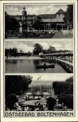 Ak Ostseebad Boltenhagen, Kurhaus, Gartenterrasse, Ruderboot