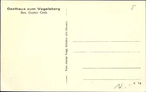 Ak Ulrichstein in Hessen, Gasthaus zum Vogelsberg, Blick auf den Ort