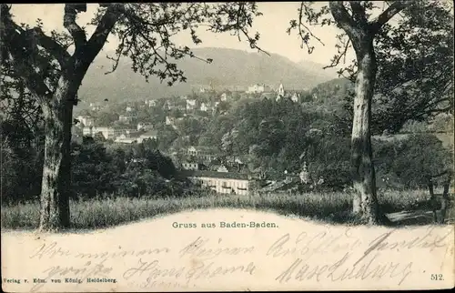 Ak Baden Baden, Durchblick zum Ort