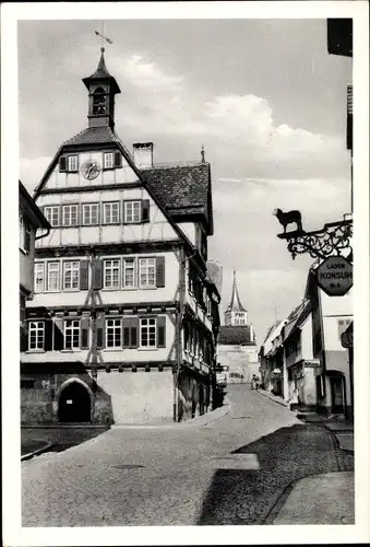 Ak Sindelfingen in Württemberg, altes Rathaus, Straßenpartie