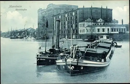 Ak Mannheim in Baden, Rheinhafen, Boote