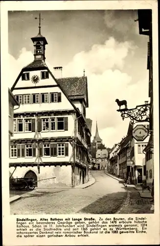 Ak Sindelfingen in Württemberg, altes Rathaus mit Lange Straße