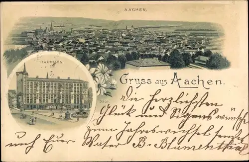 Litho Aachen in Nordrhein Westfalen, Panorama, Rathaus