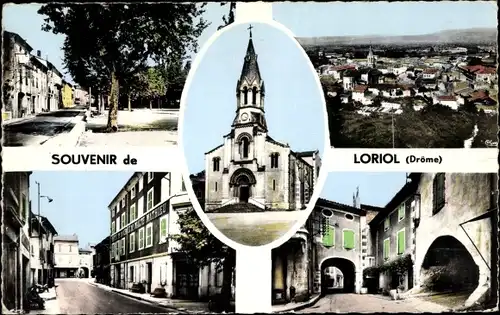 Ak Loriol Drôme, Vue generale, L'Eglise, Straßenansicht