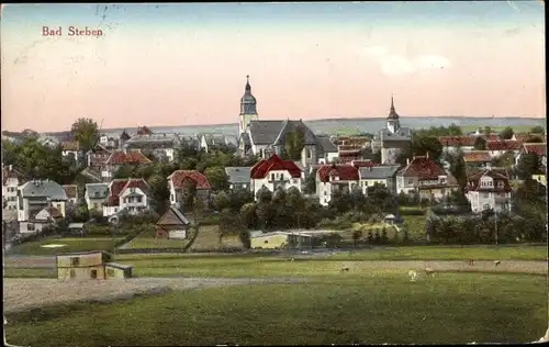 Ak Bad Steben in Oberfranken, Panorama, Gesamtansicht, Kühe