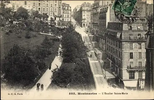 Ak Paris XVIII. Arrondissement Buttes-Montmartre, L'Escalier Sainte Marie