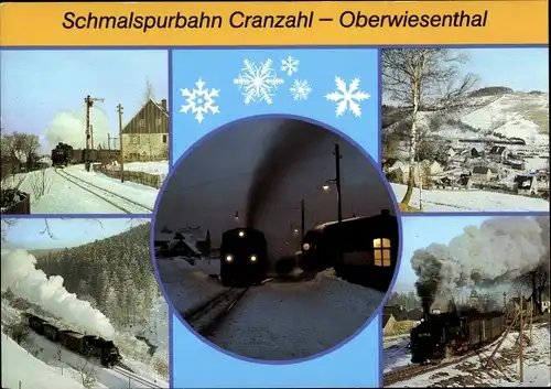Ak Oberwiesenthal im Erzgebirge, Strecke Cranzahl Oberwiesenthal, Schmalspurbahn, Lok