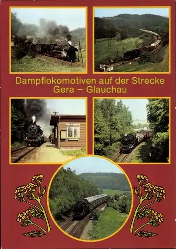 Ak Gera in Thüringen, Dampflokomotiven auf der Strecke Gera-Glauchau, Güterzug, Haltepunkt