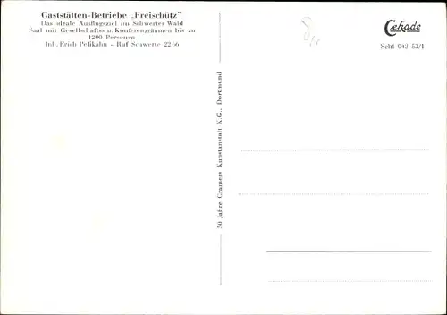 Ak Schwerte an der Ruhr, Gaststätten-Betriebe Freischütz im Schwerter Wald, Panorama