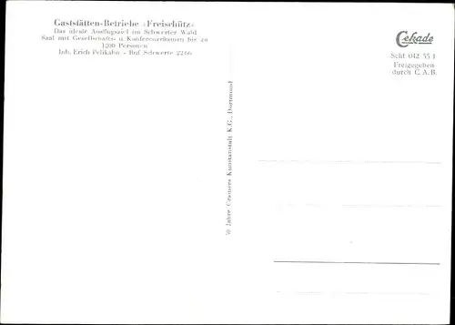 Ak Schwerte an der Ruhr, Gaststätten-Betriebe Freischütz im Schwerter Wald, Panorama