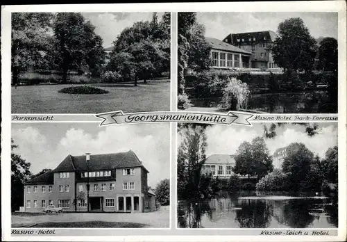 Ak Georgsmarienhütte in Niedersachsen, Parkansicht, Kasino, Teich, Hotel, Terrasse, Kasino-Hotel